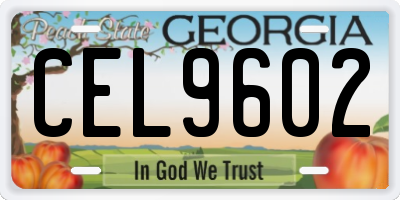 GA license plate CEL9602