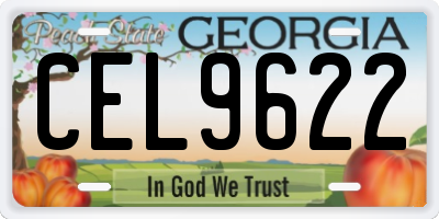 GA license plate CEL9622