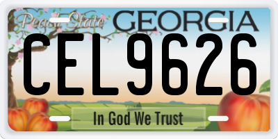 GA license plate CEL9626