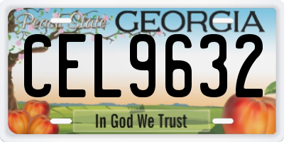 GA license plate CEL9632