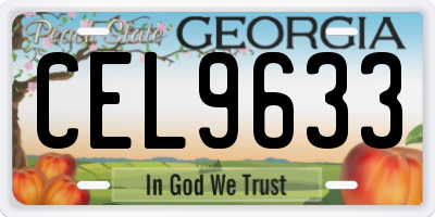 GA license plate CEL9633