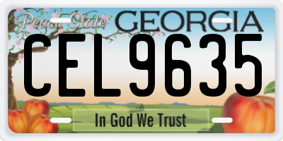 GA license plate CEL9635