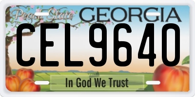 GA license plate CEL9640