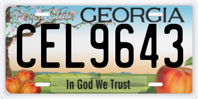 GA license plate CEL9643