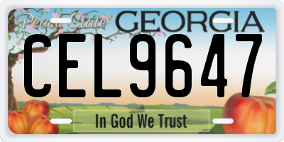 GA license plate CEL9647