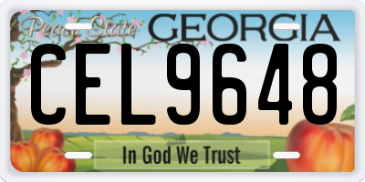 GA license plate CEL9648