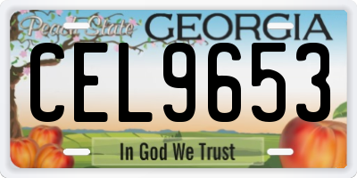GA license plate CEL9653