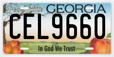 GA license plate CEL9660