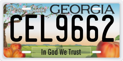 GA license plate CEL9662
