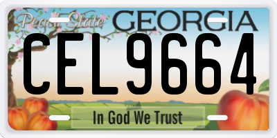 GA license plate CEL9664