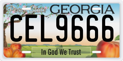 GA license plate CEL9666