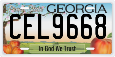 GA license plate CEL9668