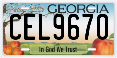 GA license plate CEL9670