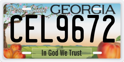 GA license plate CEL9672