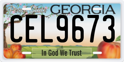 GA license plate CEL9673