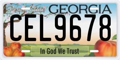 GA license plate CEL9678