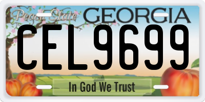 GA license plate CEL9699