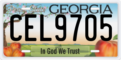GA license plate CEL9705