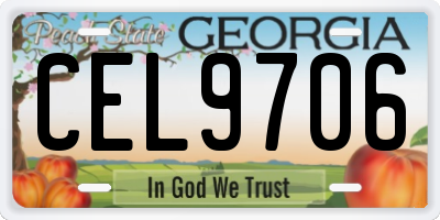 GA license plate CEL9706
