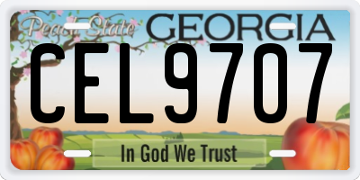 GA license plate CEL9707