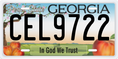 GA license plate CEL9722