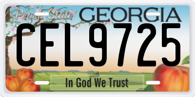 GA license plate CEL9725