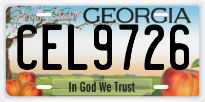 GA license plate CEL9726