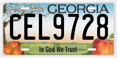 GA license plate CEL9728