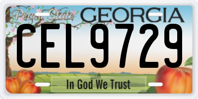 GA license plate CEL9729
