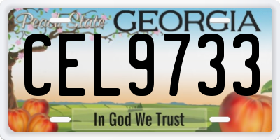 GA license plate CEL9733