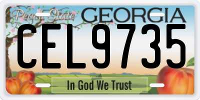 GA license plate CEL9735