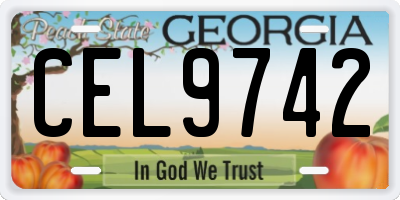 GA license plate CEL9742