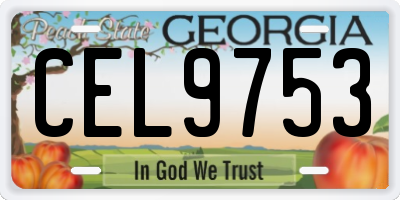GA license plate CEL9753