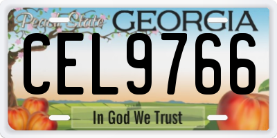 GA license plate CEL9766