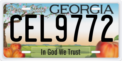 GA license plate CEL9772
