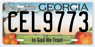 GA license plate CEL9773