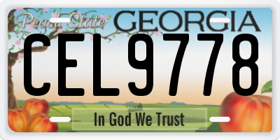 GA license plate CEL9778