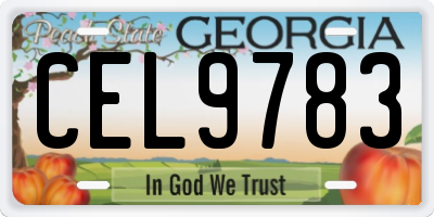 GA license plate CEL9783