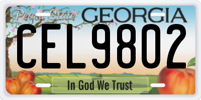 GA license plate CEL9802