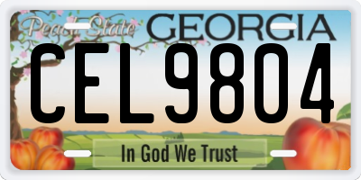 GA license plate CEL9804