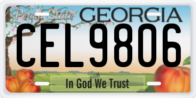 GA license plate CEL9806