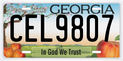 GA license plate CEL9807