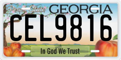 GA license plate CEL9816