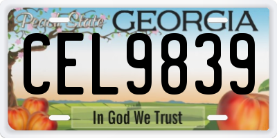 GA license plate CEL9839