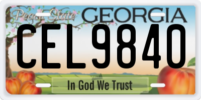 GA license plate CEL9840