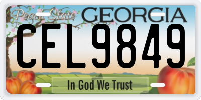 GA license plate CEL9849