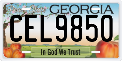GA license plate CEL9850