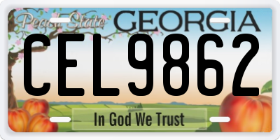 GA license plate CEL9862