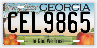 GA license plate CEL9865