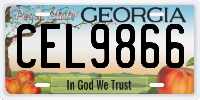GA license plate CEL9866